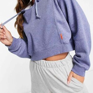 Nike One Training Dri-FIT cropped hoodie in blue marl size XS